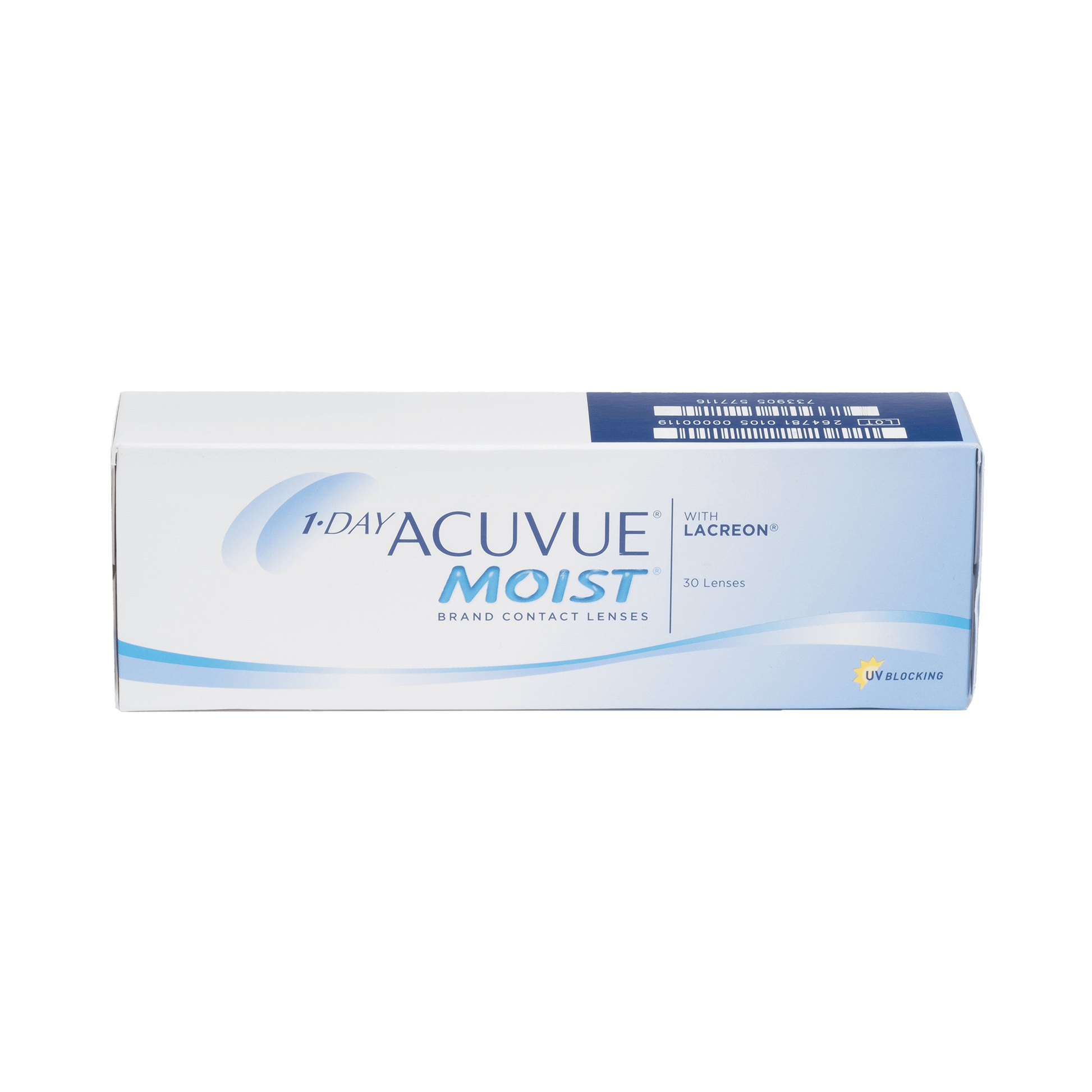 1-Day Acuvue Moist Contact Lenses 30 pack box